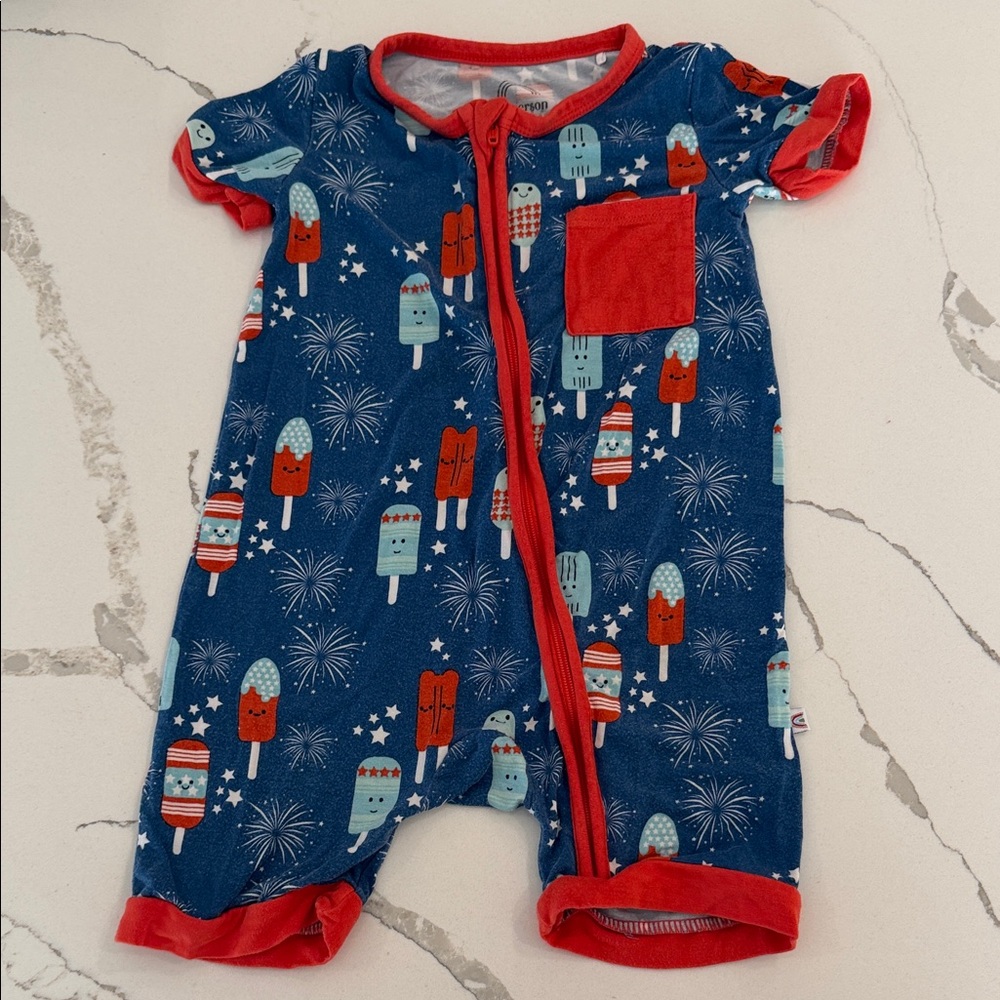 Fourth of July Kids Pajamas with Popsicle Print